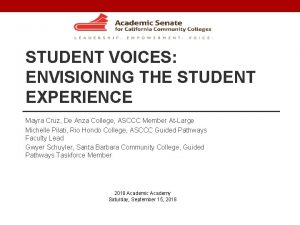 STUDENT VOICES ENVISIONING THE STUDENT EXPERIENCE Mayra Cruz