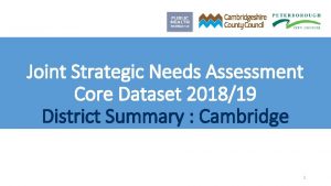 Joint Strategic Needs Assessment Core Dataset 201819 District