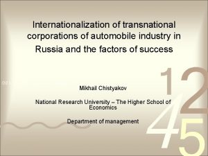 Internationalization of transnational corporations of automobile industry in