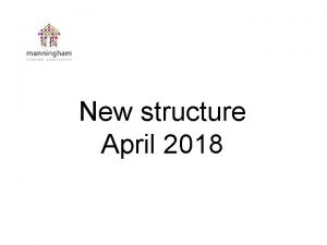 New structure April 2018 Chief Executive Officer Lee
