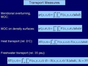 Transport Measures Meridional overturning MOC MOC on density