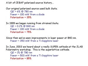 A bit of CEBAF polarized source history Our