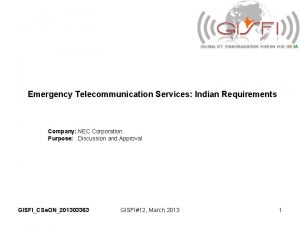 Emergency Telecommunication Services Indian Requirements Company NEC Corporation