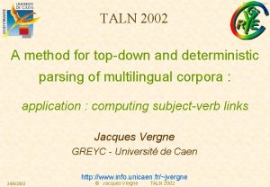 English version TALN 2002 A method for topdown