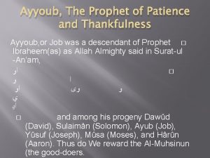 Ayyoub The Prophet of Patience and Thankfulness Ayyoub