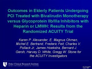Outcomes in Elderly Patients Undergoing PCI Treated with