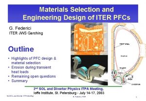 Materials Selection and Engineering Design of ITER PFCs