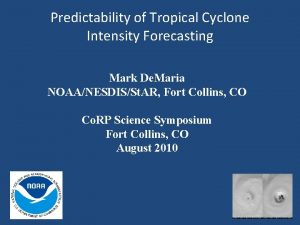 Predictability of Tropical Cyclone Intensity Forecasting Mark De