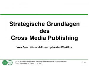 Strategische Grundlagen des Cross Media Publishing Vom Geschftsmodell