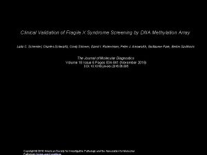 Clinical Validation of Fragile X Syndrome Screening by