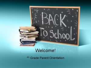 Welcome 4 th Grade Parent Orientation Reading and