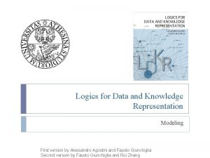 Logics for Data and Knowledge Representation Modeling First