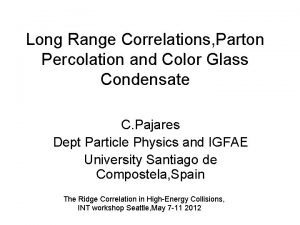 Long Range Correlations Parton Percolation and Color Glass