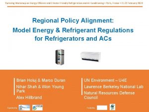 Twinning Workshop on EnergyEfficient and ClimateFriendly Refrigeration and