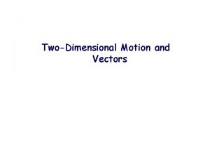 TwoDimensional Motion and Vectors VECTOR quantities Vectors have