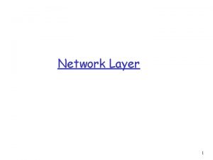 Network Layer 1 Network Layer Chapter goals Overview