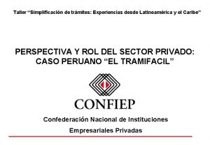 Taller Simplificacin de trmites Experiencias desde Latinoamrica y