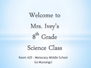 Room A 25 Monocacy Middle School Go Mustangs