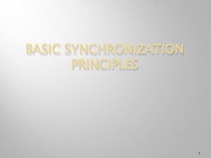 BASIC SYNCHRONIZATION PRINCIPLES 1 Cooperating Processes Independent process