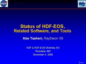 Status of HDFEOS Related Software and Tools Abe