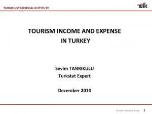 TURKISH STATISTICAL INSTITUTE TOURISM INCOME AND EXPENSE IN