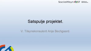 Satspulje projektet V Tilsynskonsulent Anja Bechgaard Initiativer Opstartsforlb