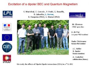 Excitation of a dipolar BEC and Quantum Magnetism