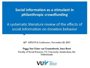 Social information as a stimulant in philanthropic crowdfunding