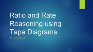 Ratio and Rate Reasoning using Tape Diagrams NATASHA