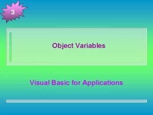 3 Object Variables Visual Basic for Applications 3