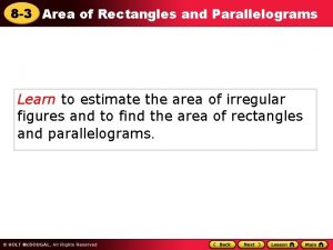 Area of rectangles and parallelograms