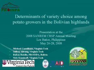 Determinants of variety choice among potato growers in