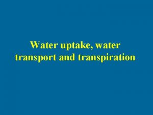 Water uptake water transport and transpiration Things to
