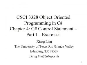 CSCI 3328 Object Oriented Programming in C Chapter