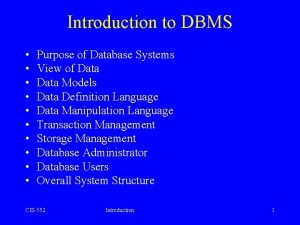 Purpose of dbms