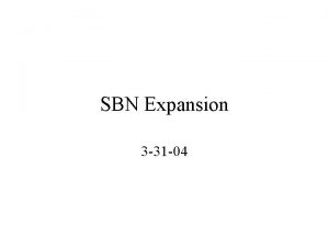 SBN Expansion 3 31 04 Requirement Deliver the