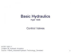 Basic Hydraulics Hydr 1305 Control Valves HYDR 1305