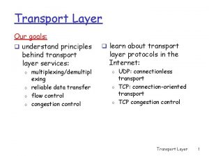 Transport Layer Our goals q understand principles behind