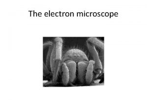 The electron microscope Features of the electron microscope