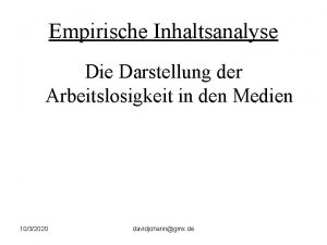 Empirische Inhaltsanalyse Die Darstellung der Arbeitslosigkeit in den