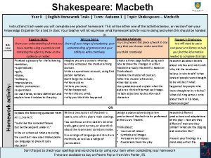 Macbeth homework tasks