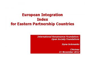 European Integration Index for Eastern Partnership Countries International