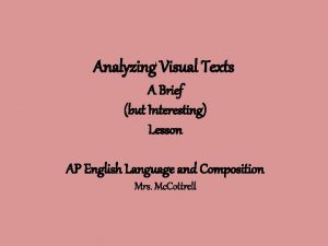 Analyzing visual texts