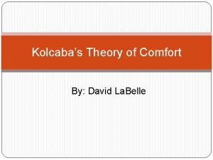 Kolcabas theory of comfort