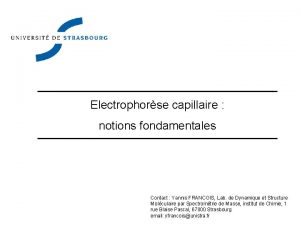 Electrophorse capillaire notions fondamentales Contact Yannis FRANCOIS Lab