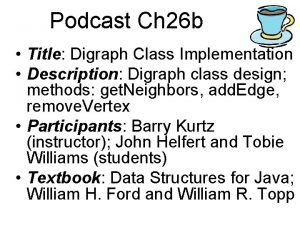 Podcast Ch 26 b Title Digraph Class Implementation