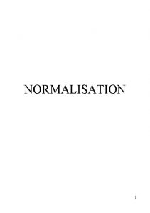 NORMALISATION 1 Introduction Overview Objectives Intro to Subject