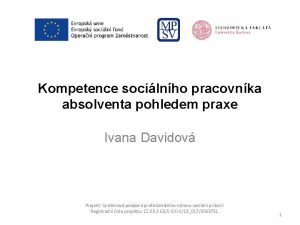 Kompetence socilnho pracovnka absolventa pohledem praxe Ivana Davidov