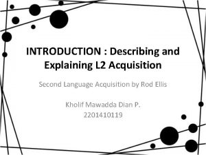 INTRODUCTION Describing and Explaining L 2 Acquisition Second