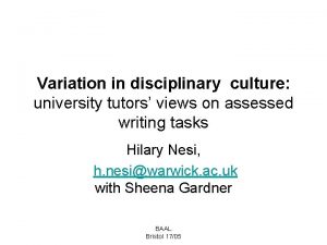 Variation in disciplinary culture university tutors views on